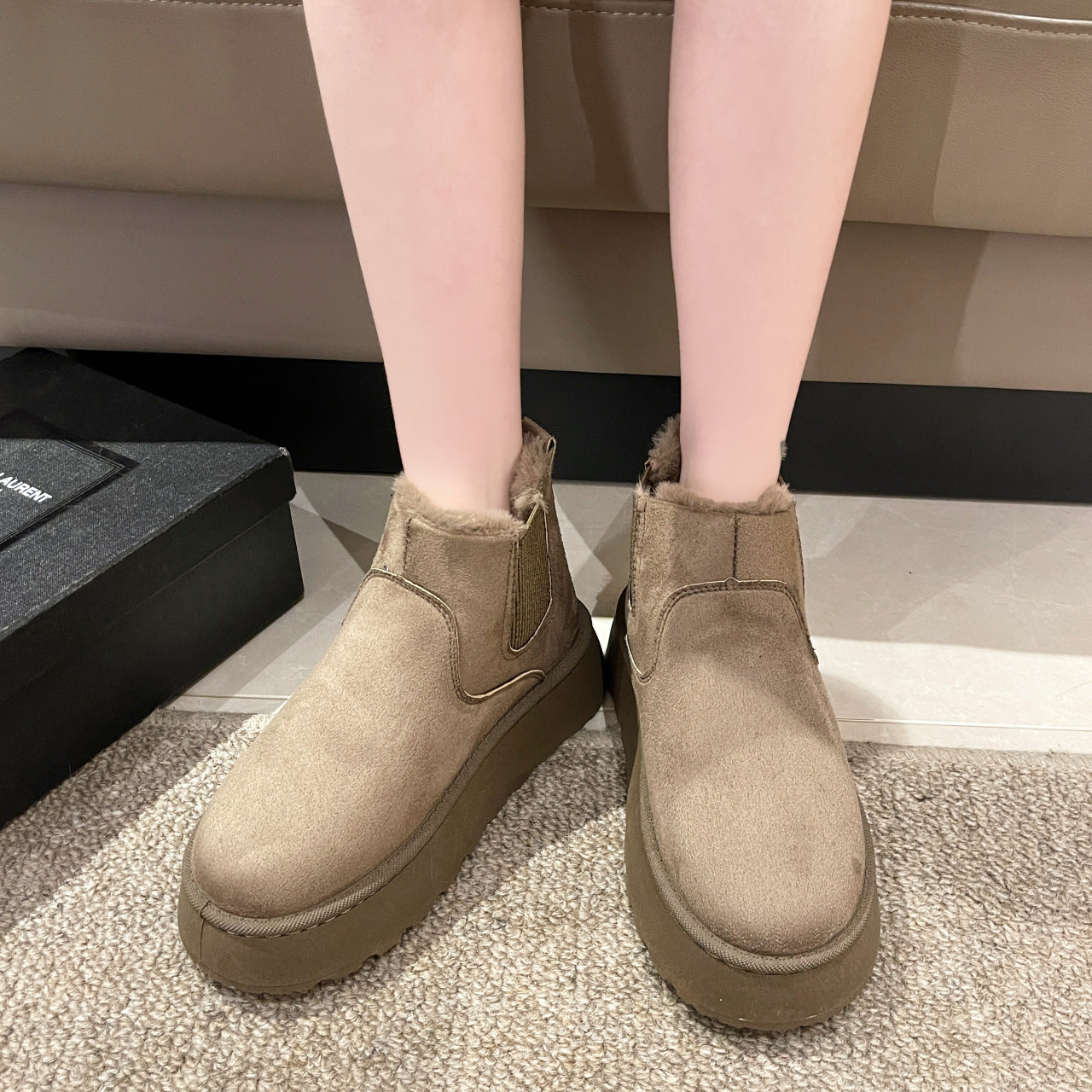 Fleece Thick Flats Snow Boots