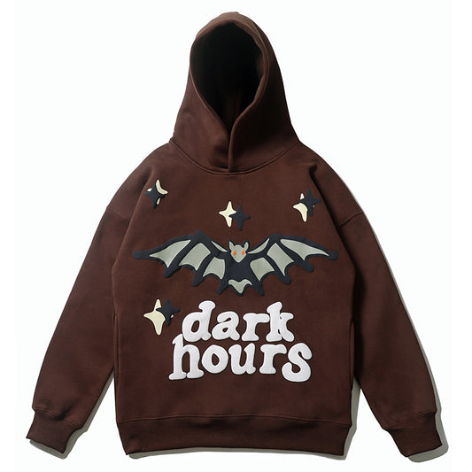 Bat Puff Velvet Padded Hooded Sweatshirt