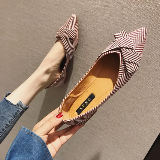 Women Pointed Toe Bowknot Shoes