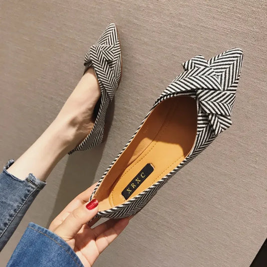 Women Pointed Toe Bowknot Shoes