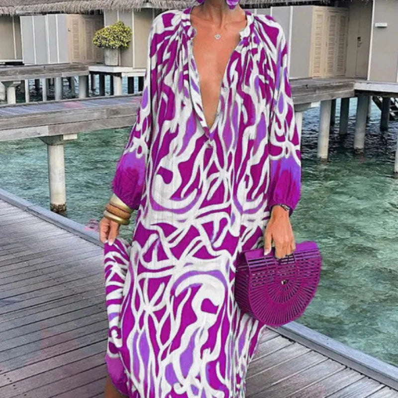 Beach Blouse Elegant Robe Autumn V-neck