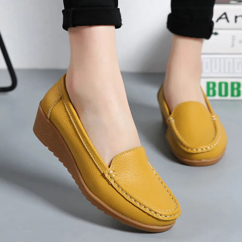 New Leather Flat Shoes Slip On