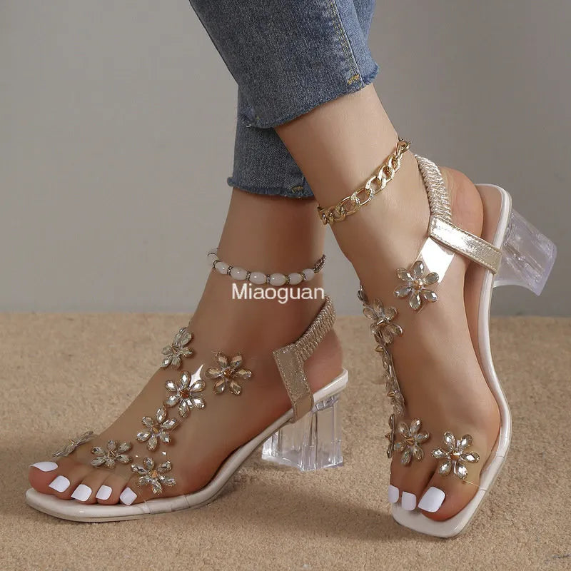 Transparent Square Heel Sandals