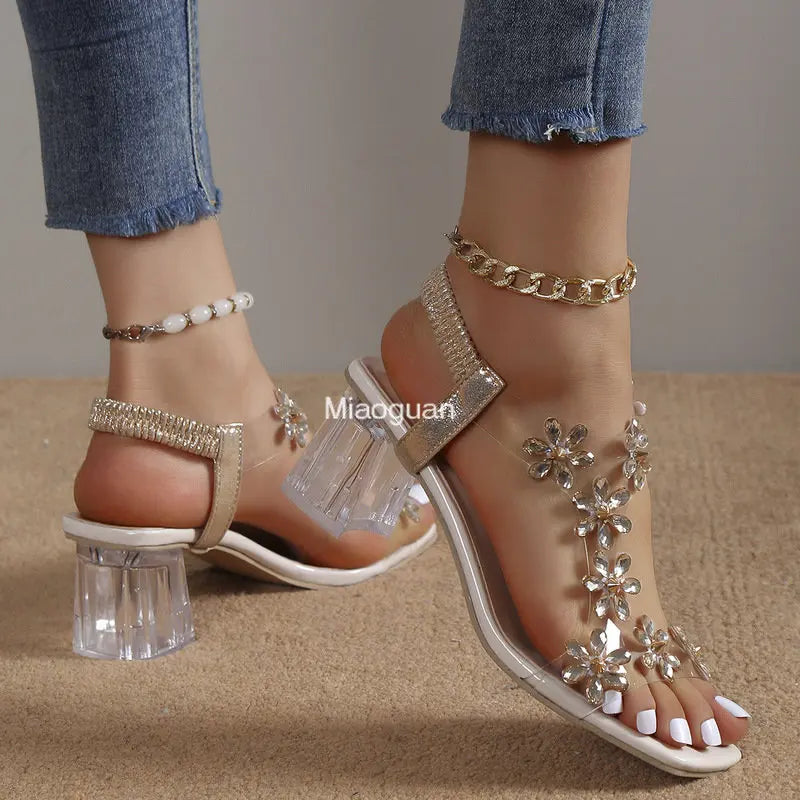 Transparent Square Heel Sandals